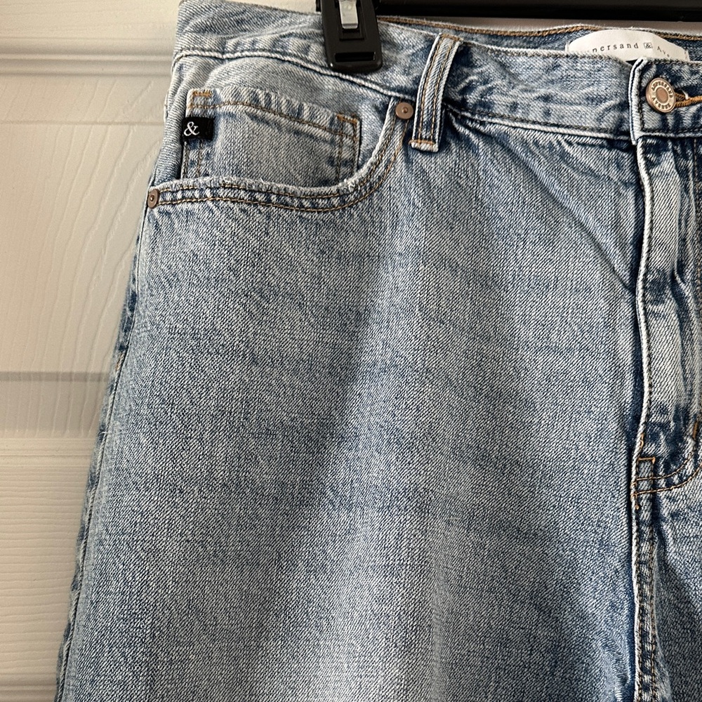 AMPERSAND AVE Light Blue Distressed Wide-Leg Crop Jeans - Picture 2 of 5